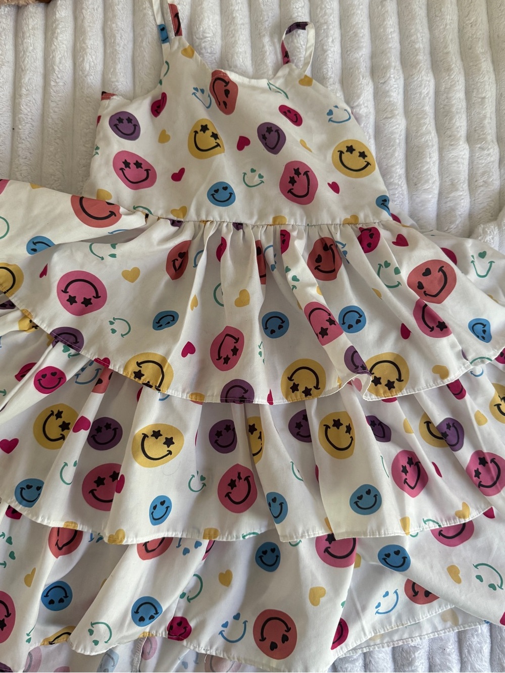 Lola + the Boys Smiley Face Ruffle Skirted Dress